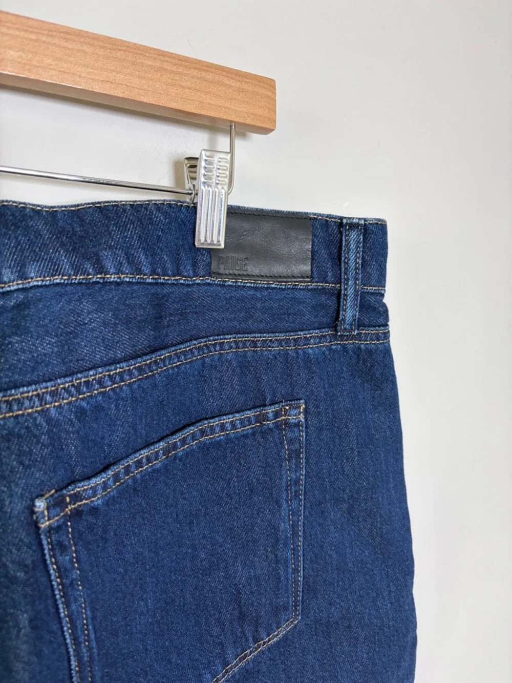 Paige Ryder Skirt Dark Wash Michiru Relaxed Fit Raw Hem Sz 32 NEW - Picture 5 of 11